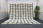 GHORBAL- Moroccan Handmade Beni Ourain Rug Grid White Carpet