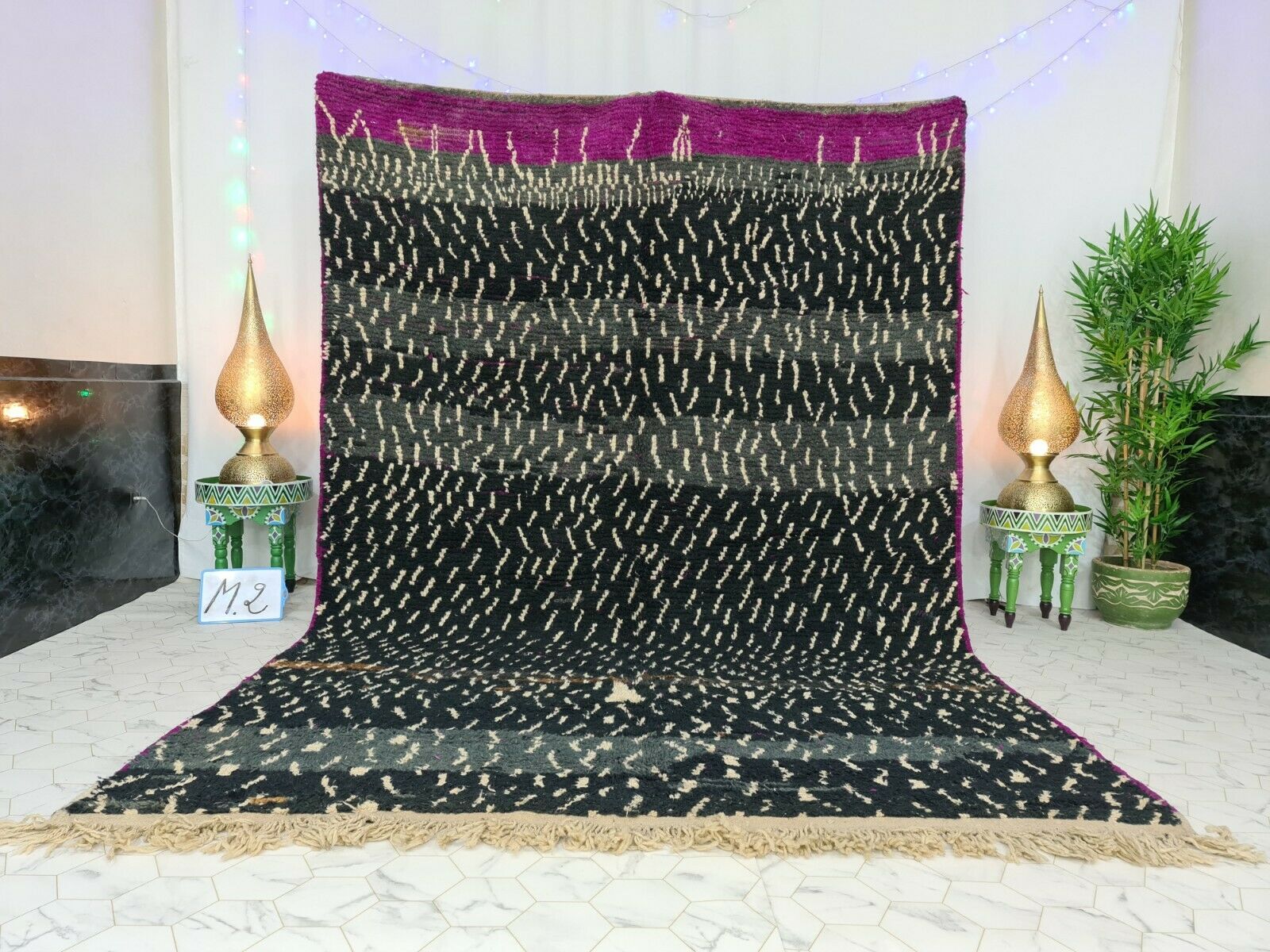 HAYNA- Berber Boujad Dotted Black Rug