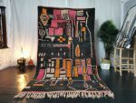 ARWA- Moroccan Black Boujad Abstract Rug