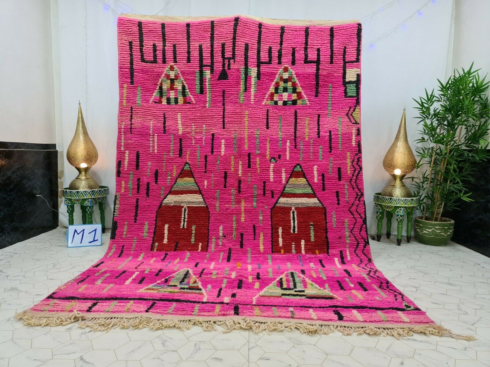 ROSA - Moroccan Pink Boujad Abstract Rug