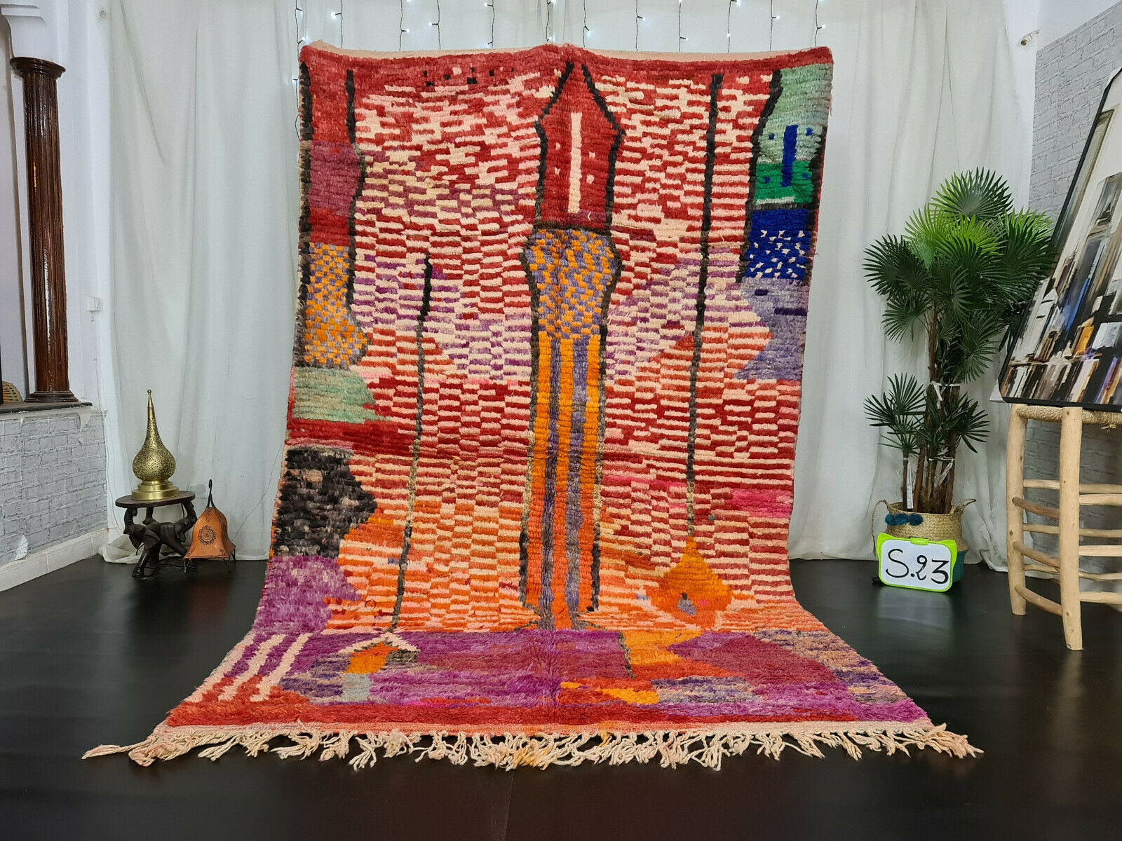 RIMAS- Moroccan Red Boujad Abstract Rug