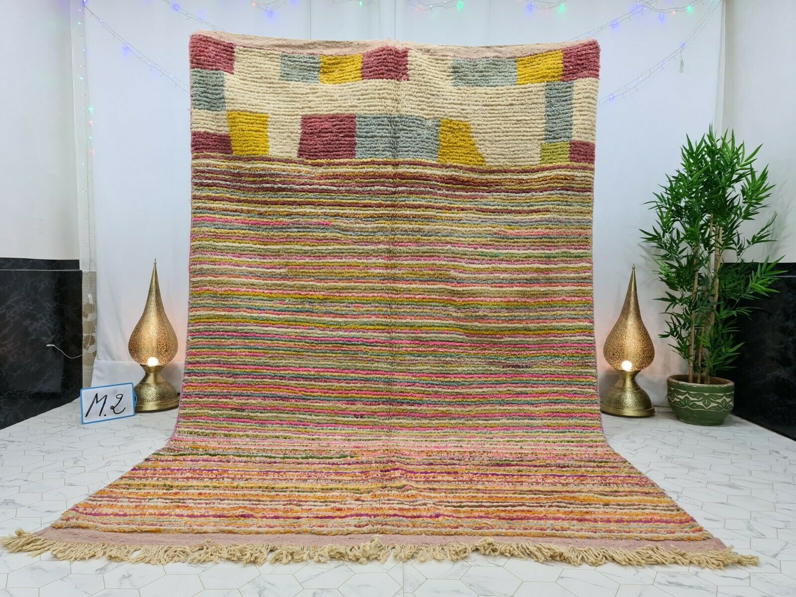 HADIR - Moroccan Pastel Boujad Striped Rug