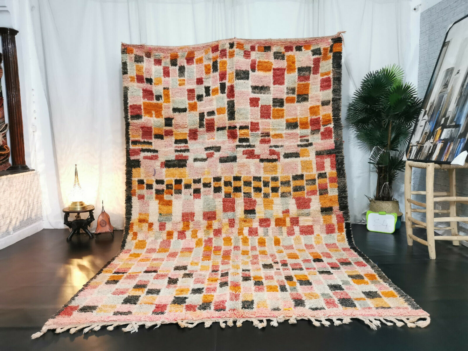 WADID- Boujaad Handmade Vintage Checker Rug