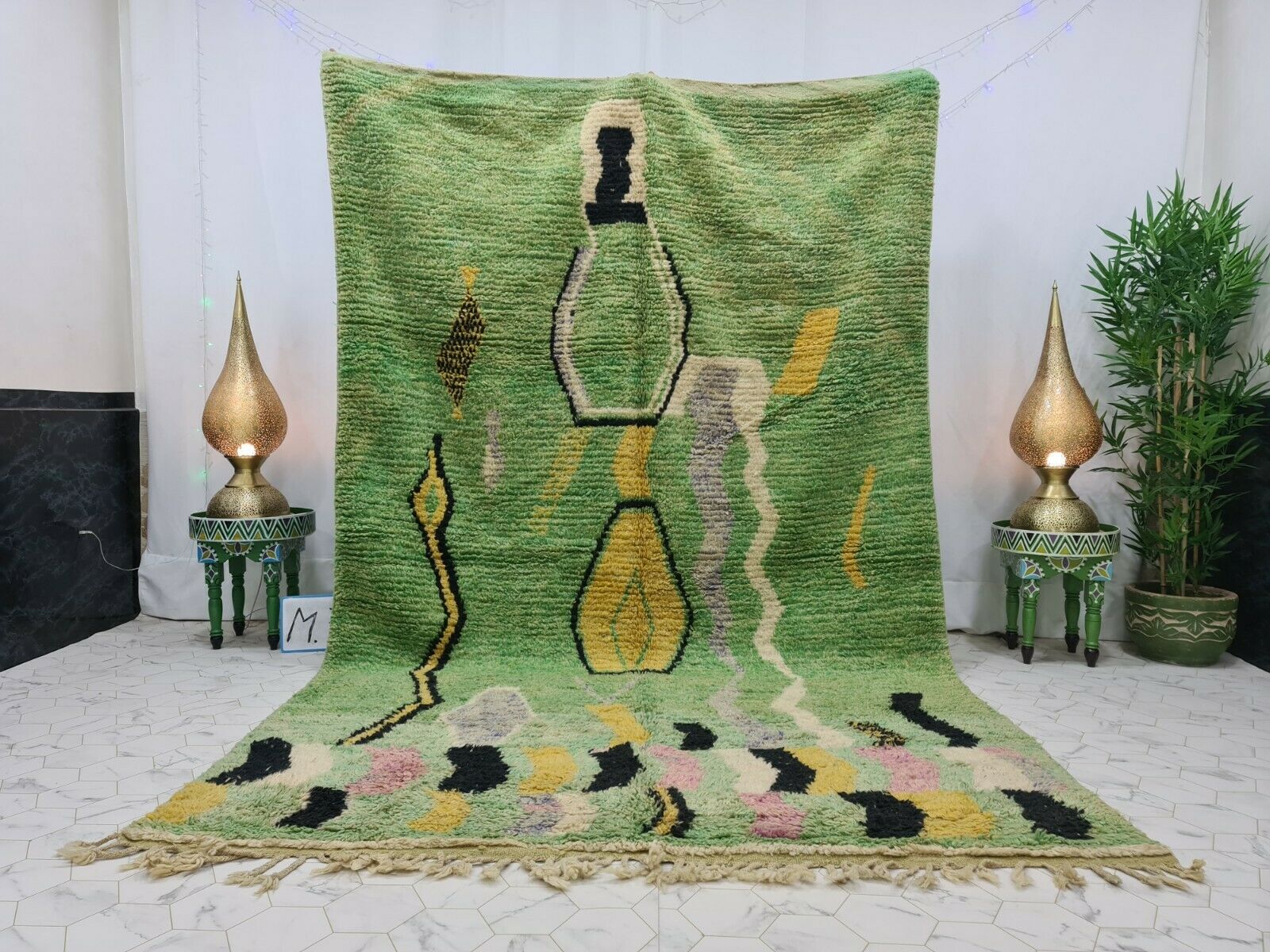 BLADE- Moroccan Green Boujad Patchwork Rug