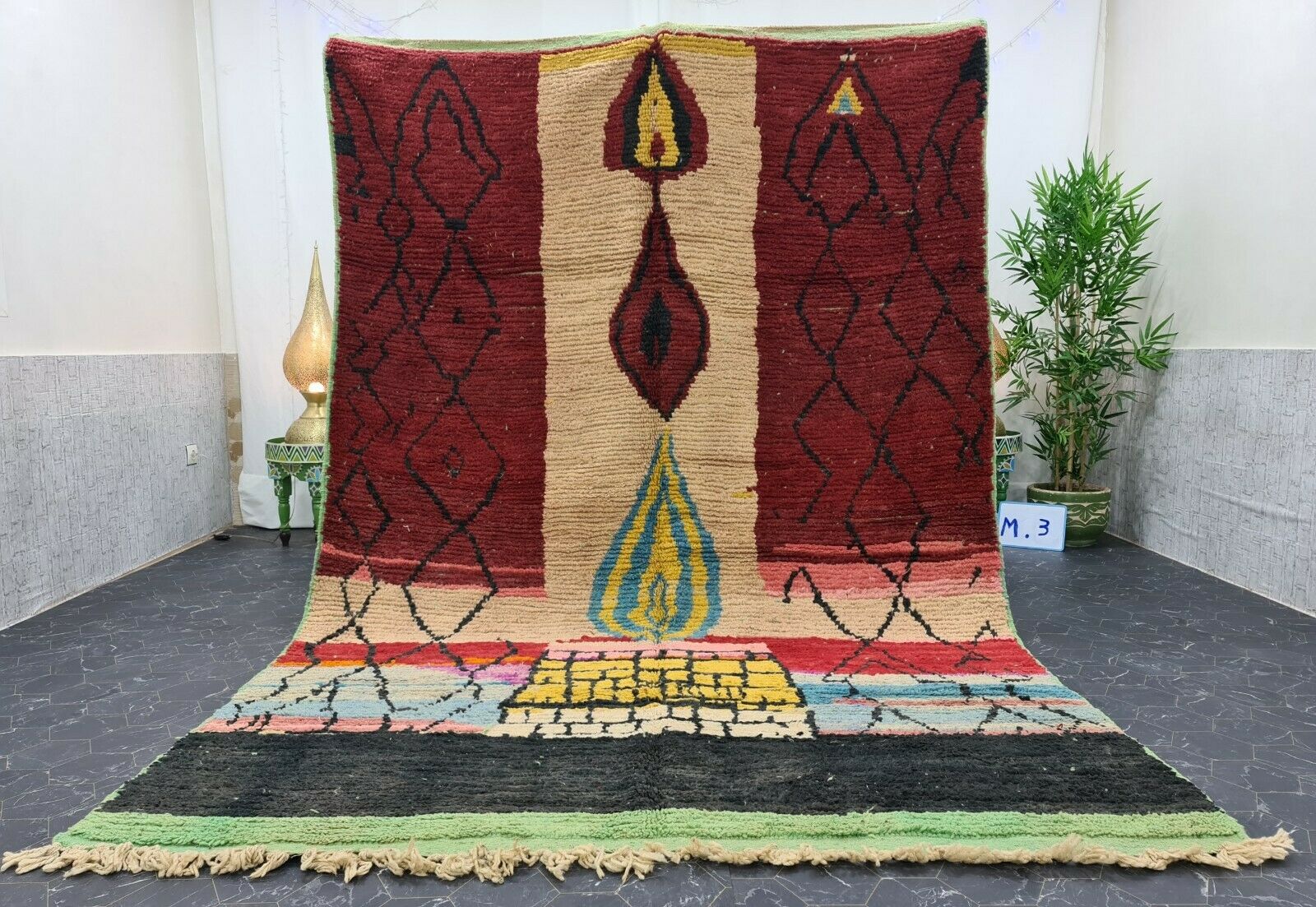 ZILAM- Moroccan Black Boujad Patchwork Rug