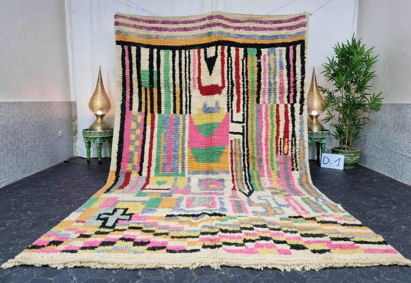 REZAL- Handmade Boujad Striped Rug