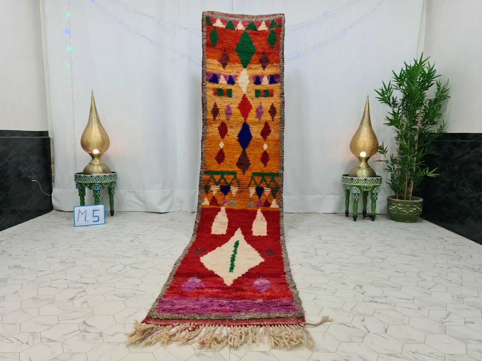 UZULMA- Geometric Boujad Tribal Wool Runner