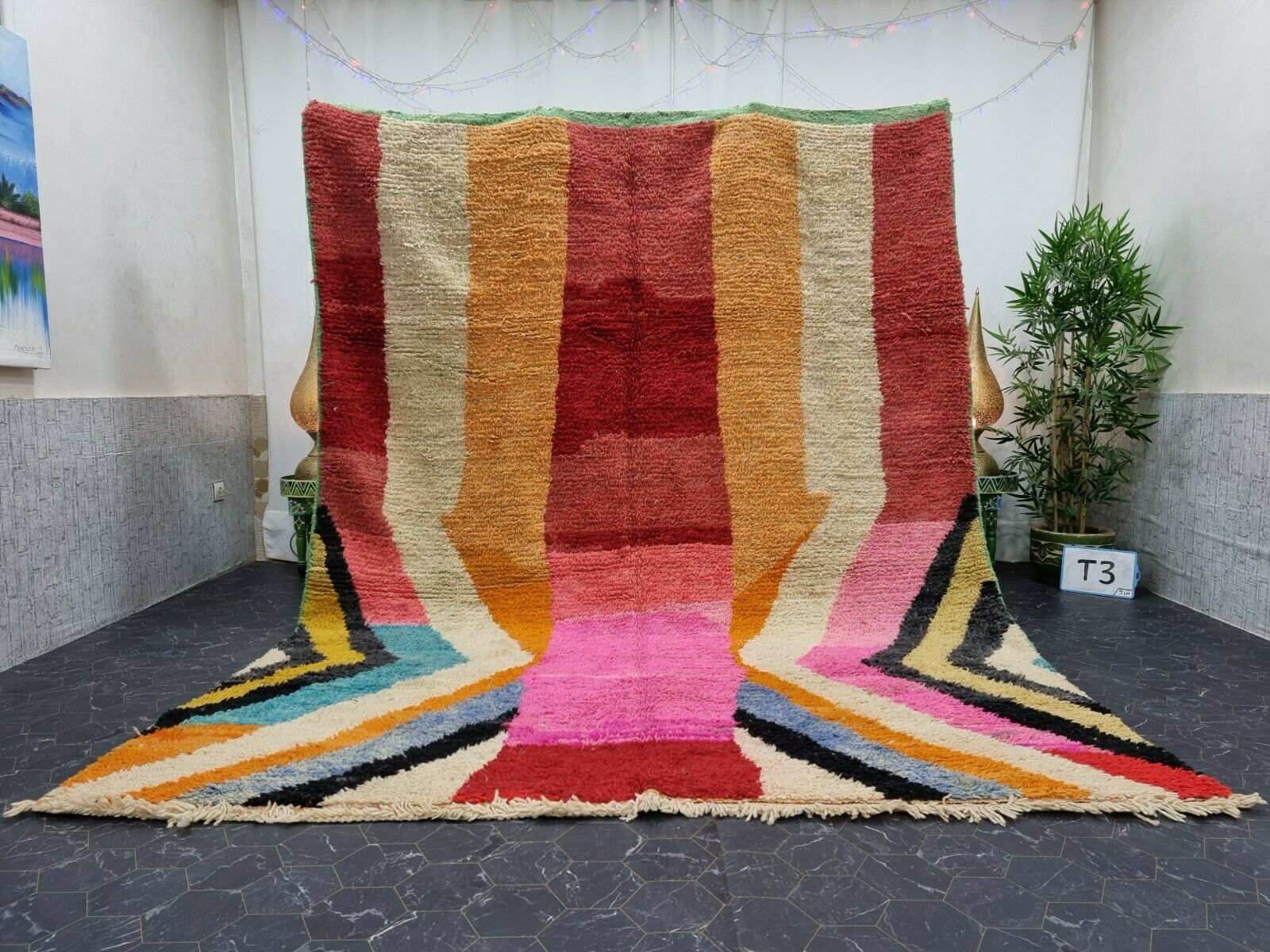 SUDANA- Striped Orange Tribal Wool Rug