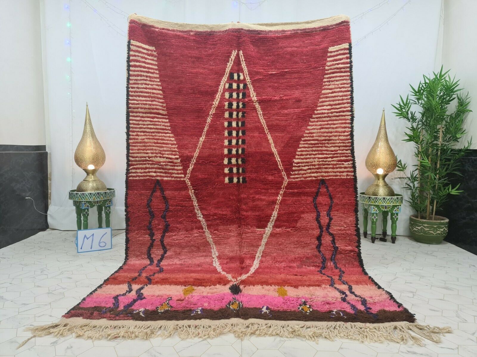 HAMRA - Red Abstract Boujaad Area Rug