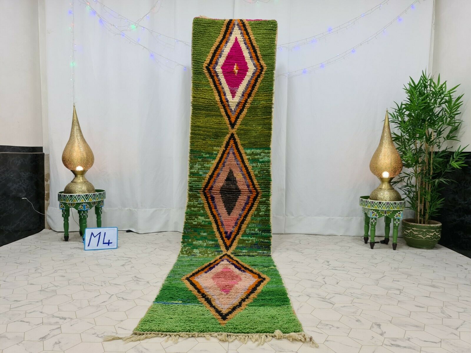 BIRIJIK - Handmade Moroccan Green Runner