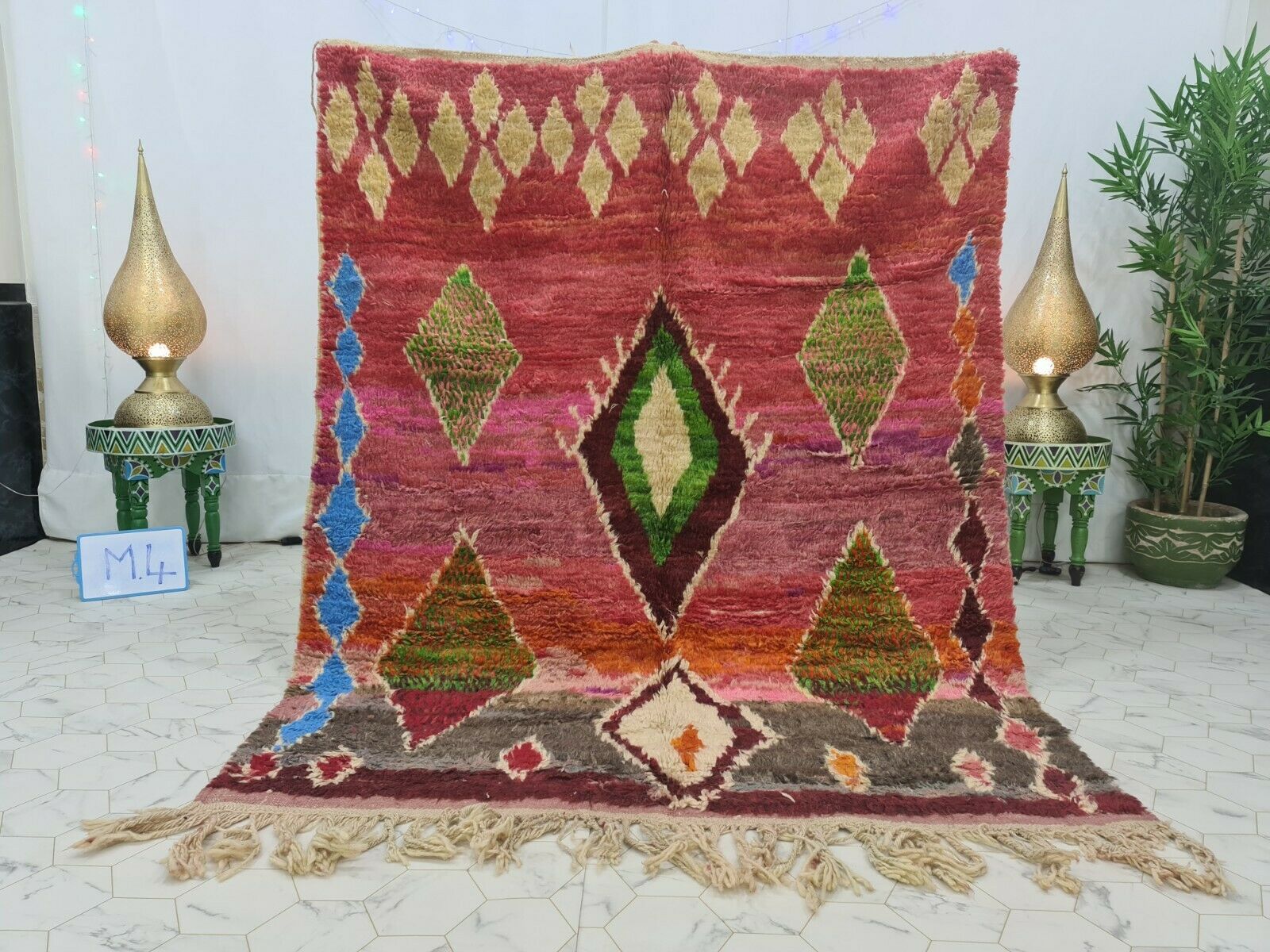 LUTFAN - Small Red Handmade Boujaad Rug
