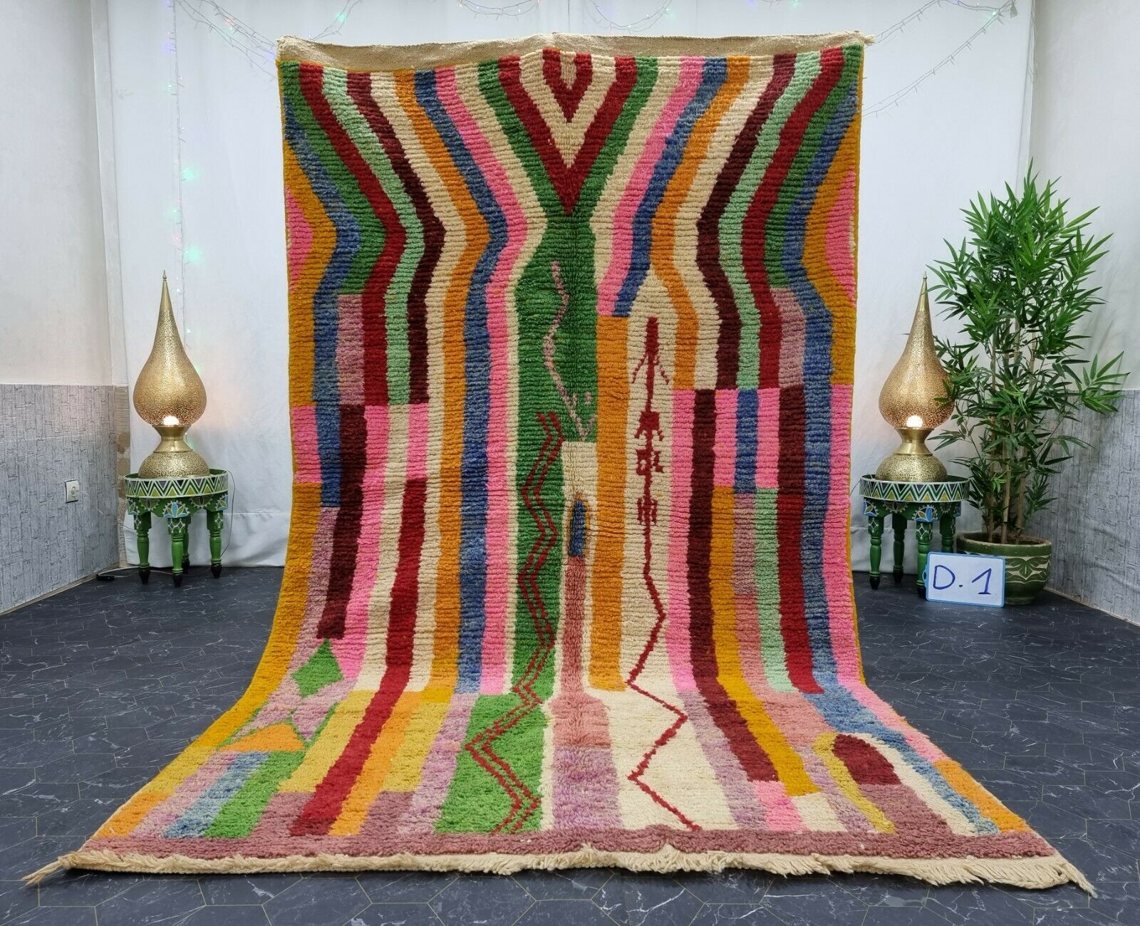 HANIA- Multicolor Striped Boujaad Rug