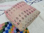 Handmade Bohemian Pink Berber Wool Pouf