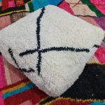 Tribal Geometric Berber White Wool Pouf