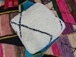 Geometric Berber White Pouf