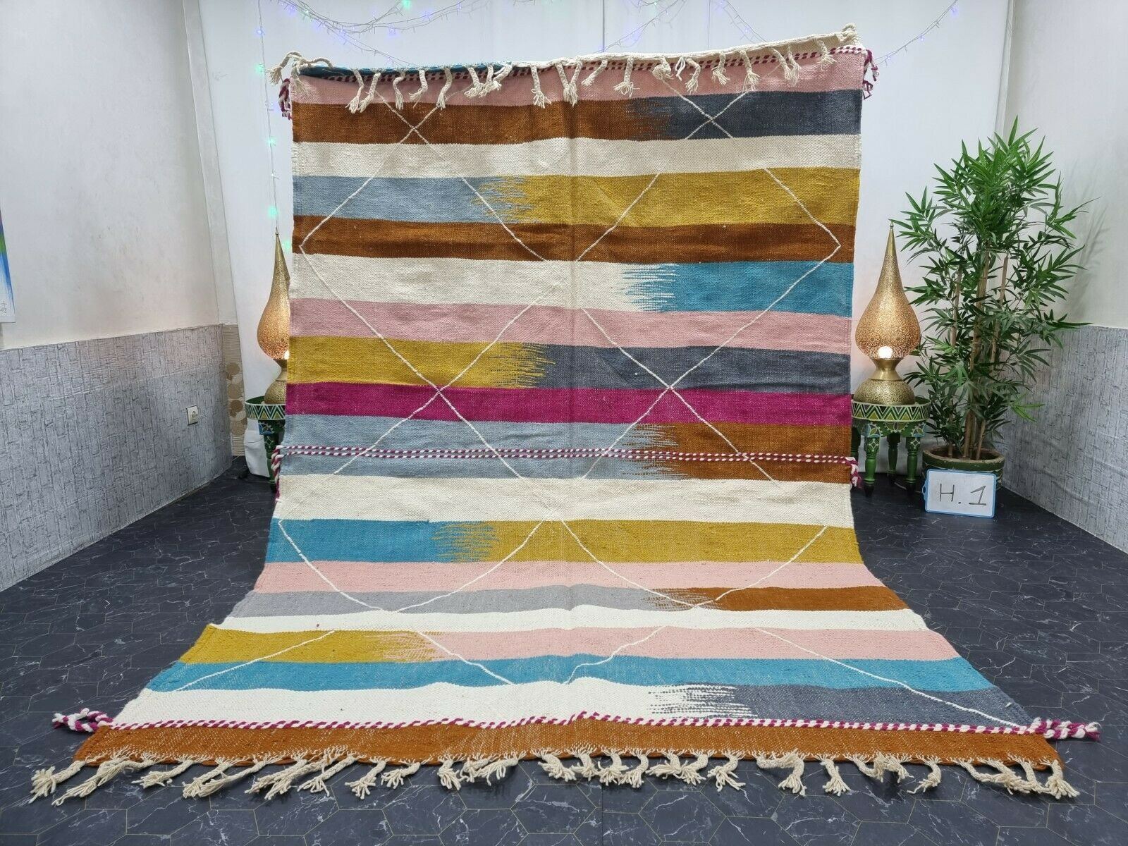 SHUKUR- Colorful Kilim Berber Zanafi Rug