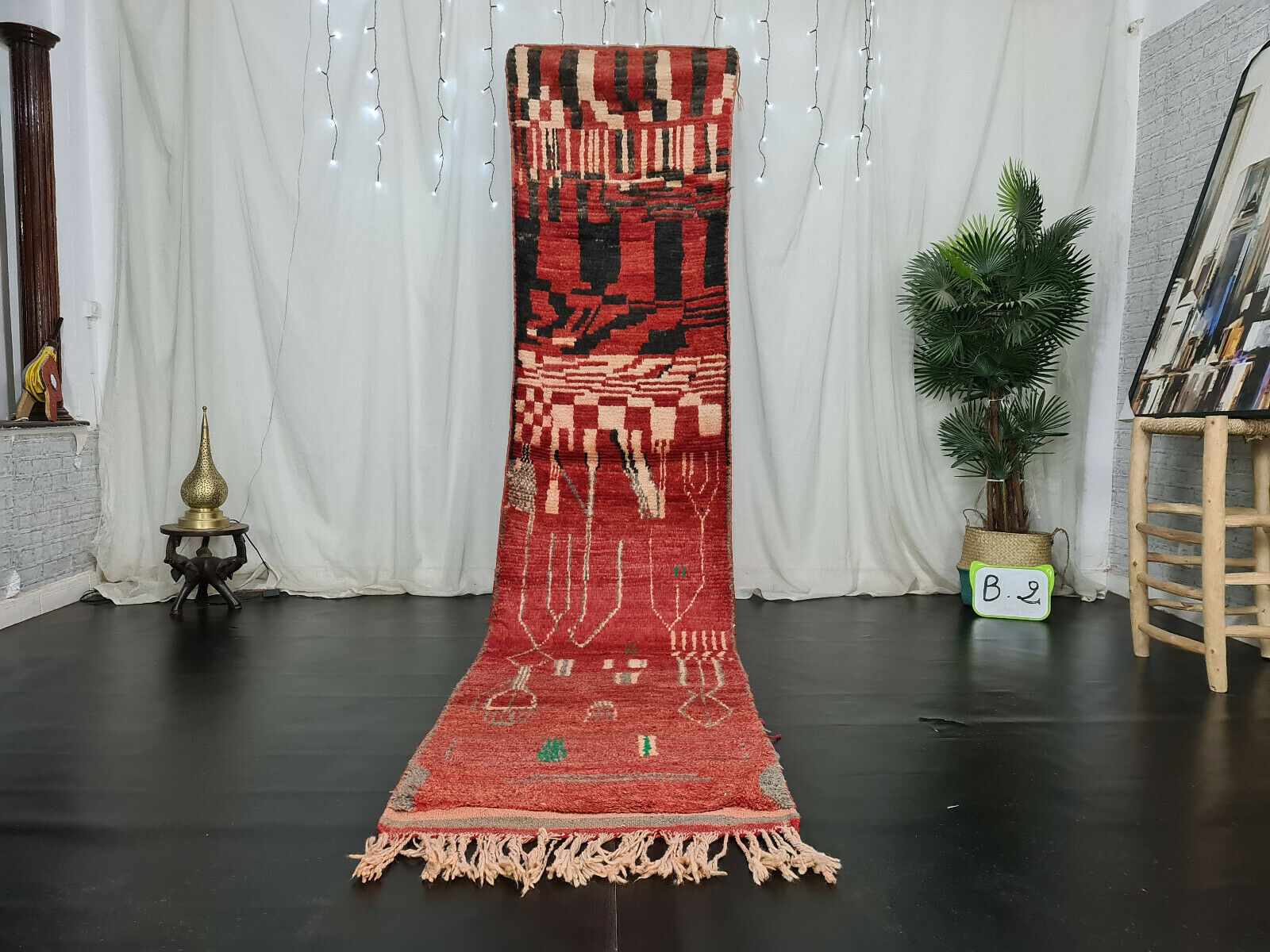 GUZAL - Abstract Red Boujad Berber Wool Rug