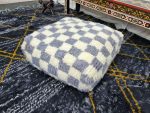 Moroccan Berber Grey & White Wool Pouf
