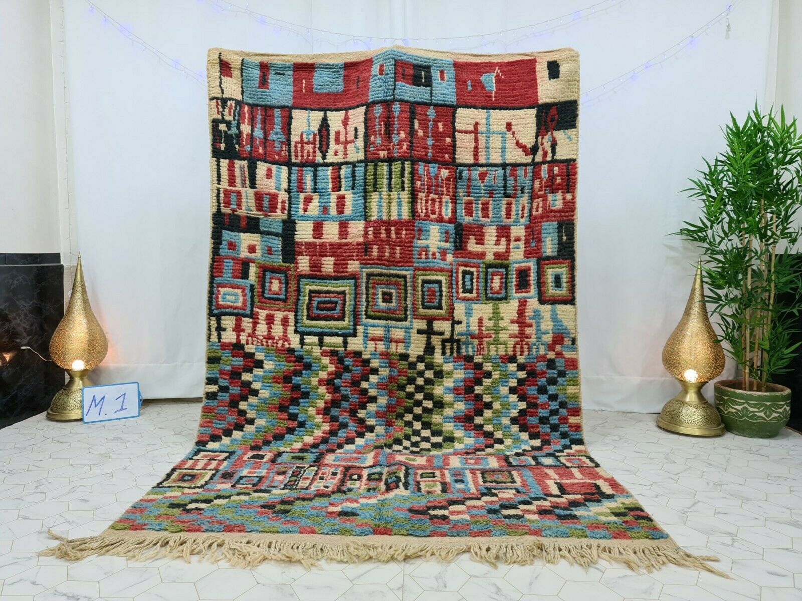 AMEL - Unique Berber Patchwork Boujaad Rug