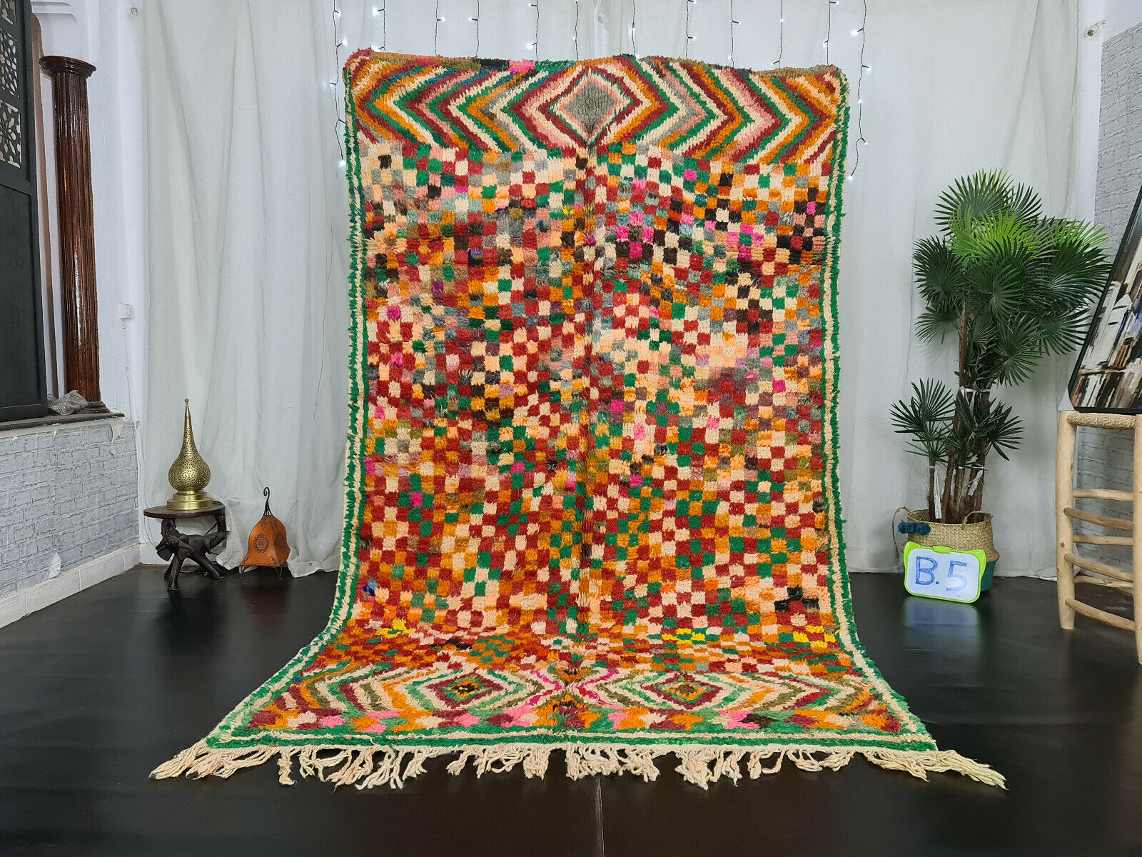 HINDA - Vibrant Green Handmade Boujaad Rug