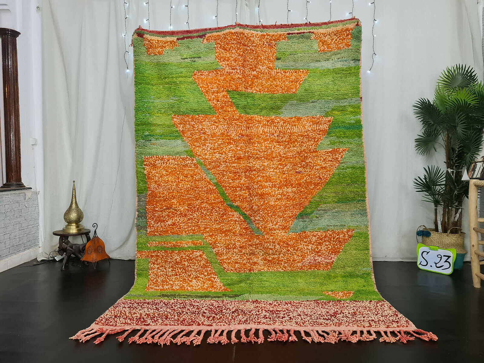 NUSA -Abstract Green Handmade Boujaad Rug
