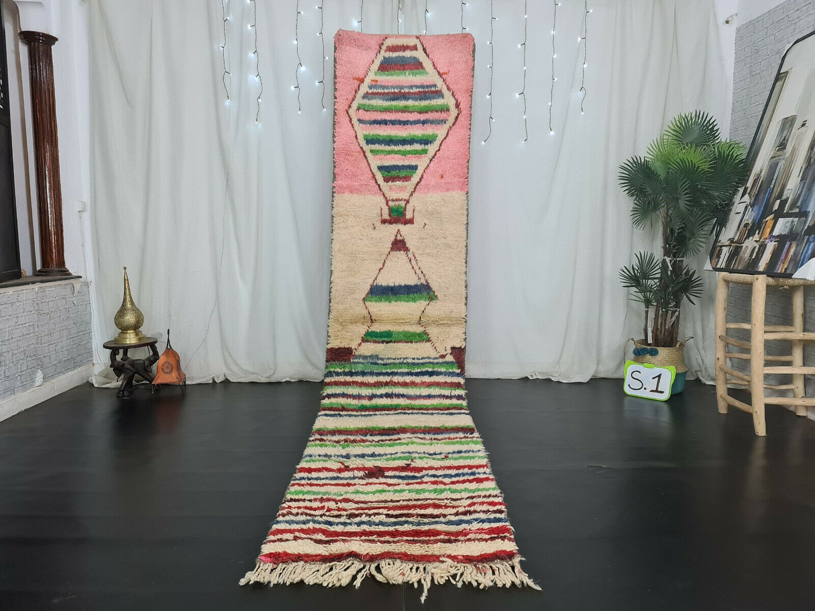 BAYAZ- Striped Pink Boujad Berber Rug