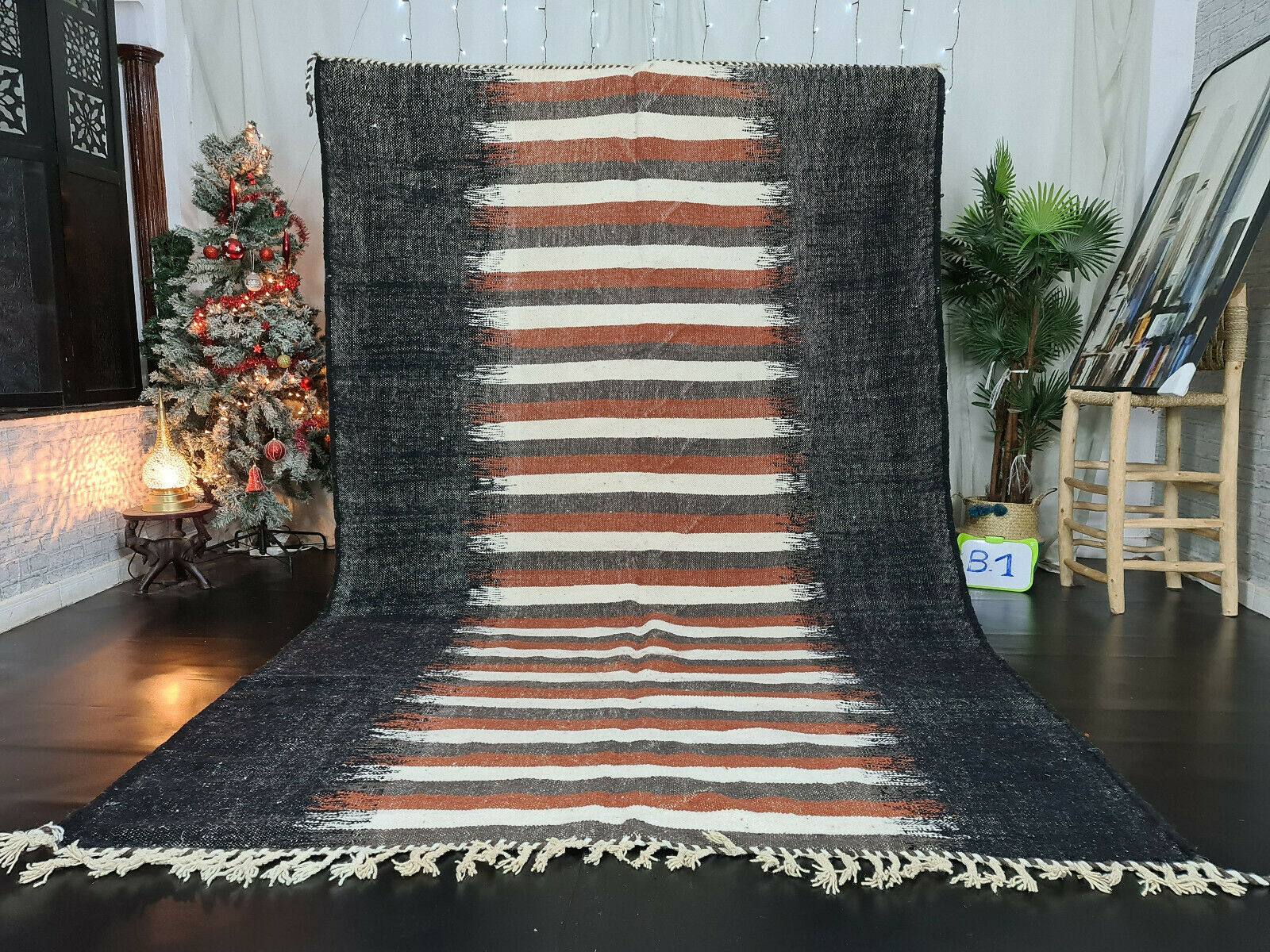 RUBAN- Tribal Handmade Kilim Black Carpet