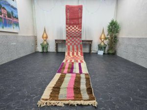 SARSL- Patchwork Pink Boho Wool Runner Rug