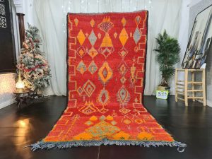 FILIZ - Geometric Red Orange Vintage Moroccan Rug