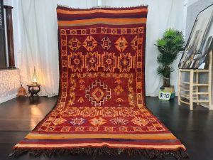 NIDAL - Red Geometric Vintage Taznakht Tribe Rug