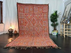 HACHIM- Geometric Vintage Taznakht Orange Rug