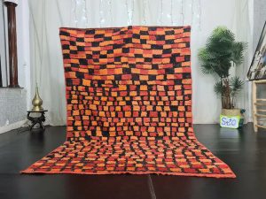 NALAN - Checkered Vintage Orange & Red Rug