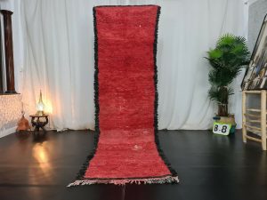PORKA- Solid Handmade Red Vintage Berber Runner
