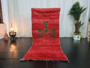 FILAR- Abstract Red Vintage Berber Moroccan Runner Rug