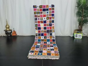 ZAHIA- Checkered Colorful Vintage Berber Moroccan Runner