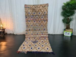 SITEK- Beige Vintage Geometric Berber Moroccan Runner Rug