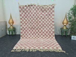 LUNAYA- Checkered Berber Pink Beni Ourain Rug