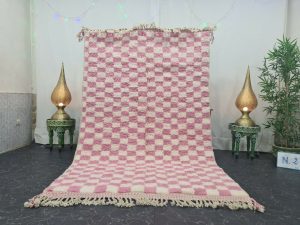 KIMEL - Tribal Pink Beni Ourain Checkered Rug