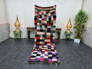 GEEHA- Checkered Moroccan Vintage Multicolor Berber Runner