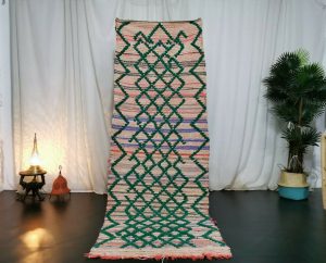 NAJLA- Geometric Green Vintage Berber Moroccan Rug