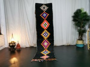 FAIZA- Black Vintage Geometric Berber Moroccan Rug