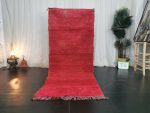 JOAN- Solid Red Vintage Berber Moroccan Runner Rug