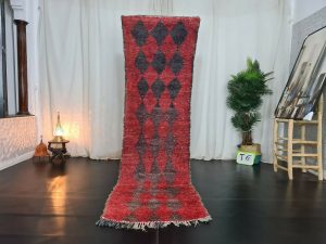 NAHIR- Vintage Geometric Red Berber Moroccan Runner Rug