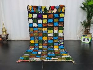 REMA- Checkered Multicolor Vintage Berber Moroccan Rug