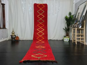 REBECA- Long Geometric Red Vintage Berber Runner