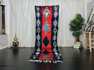 HADIL- Small Blue Vintage Berber Geo Runner Rug