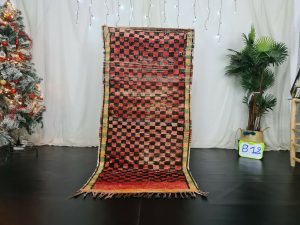 LALLA- Handmade Vintage Berber Checker Red Rug