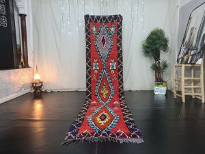 NUSAD- Handmade Vintage Berber Geometric Runner Rug