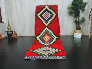 SALIT- Checkered Red Vintage Berber Moroccan Runner