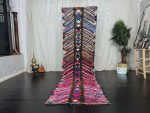 NAFIS - Pink&Purple Striped Vintage Berber Moroccan Runner